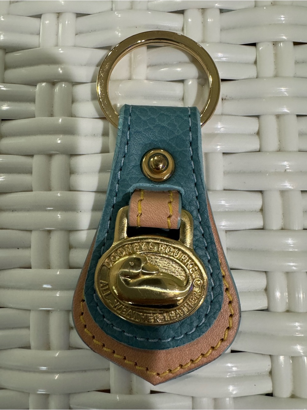 Vintage Dooney & Bourke blue all weather duck logo key fob/chain/bag charm NWOT